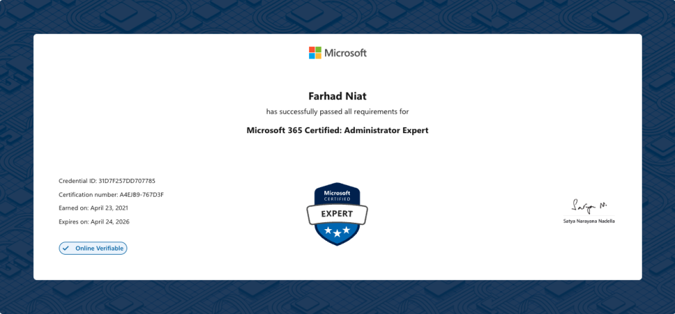 Microsoft 365 Certified: Administrator Expert Microsoft 365 Certified: Administrator Expert